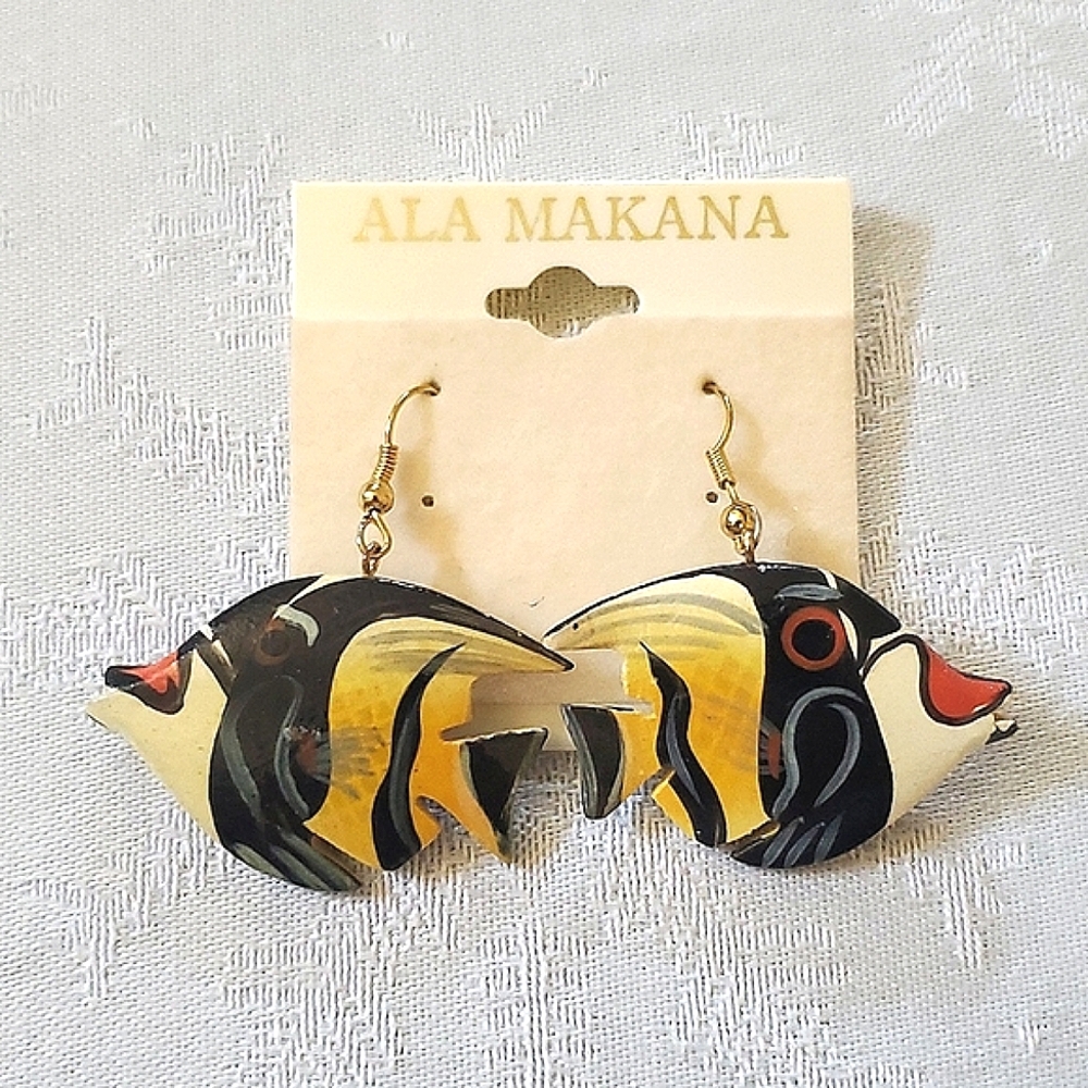 Vintage Ala Makana Fish Earrings on Original Card